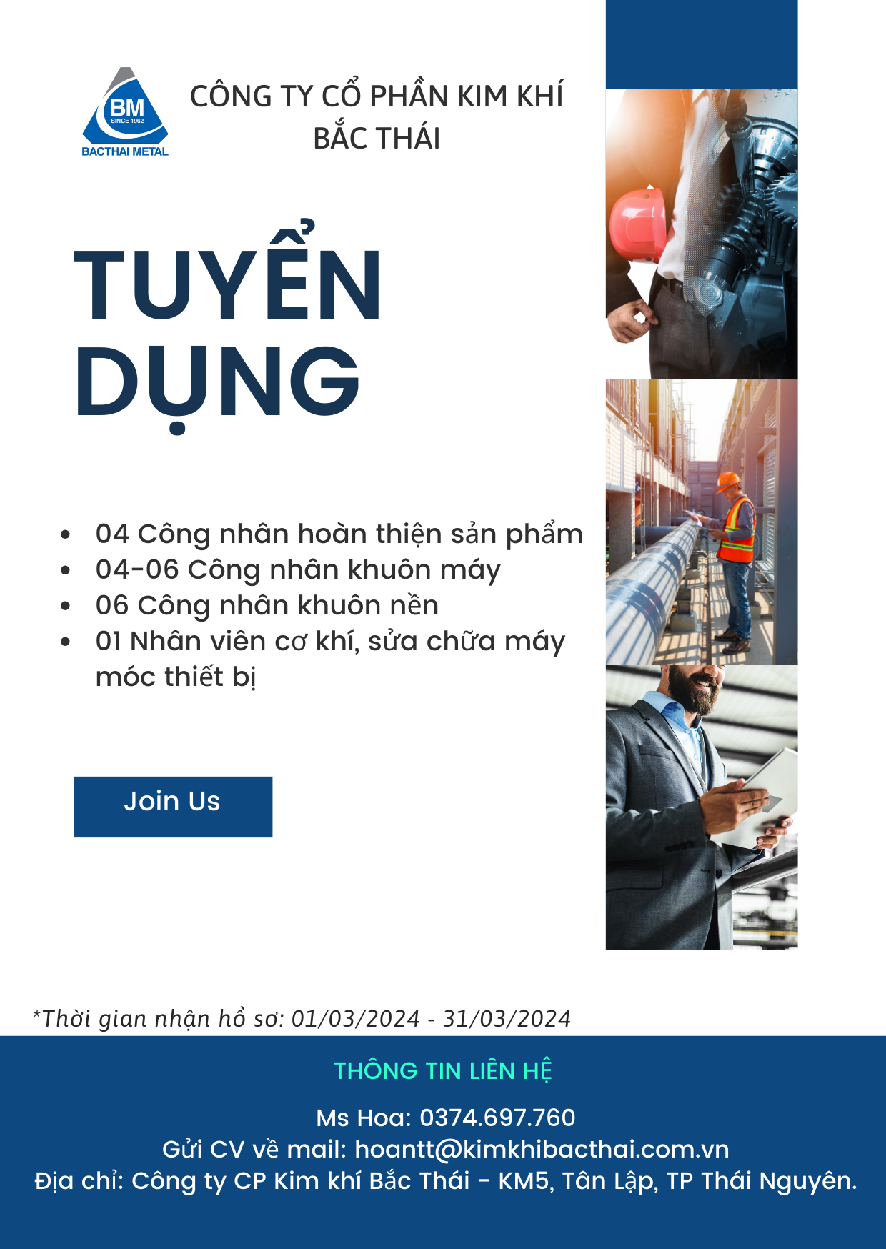 THÔNG BÁO TUYỂN DỤNG